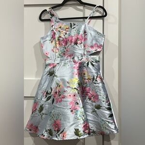 NWT Zunie Floral Mikado One Shoulder Fit and Flare Dress - Size 14 Kids